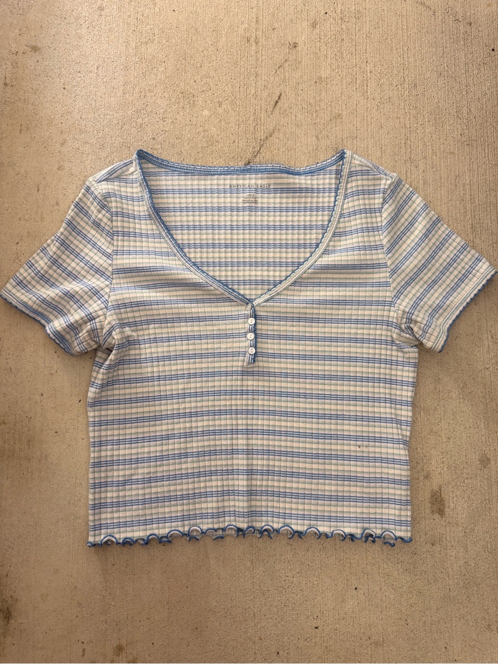 Striped Blue & White American Eagle Baby Tee